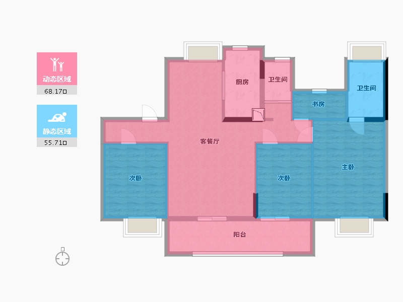 江苏省-南通市-卓越万科新都会-111.99-户型库-动静分区