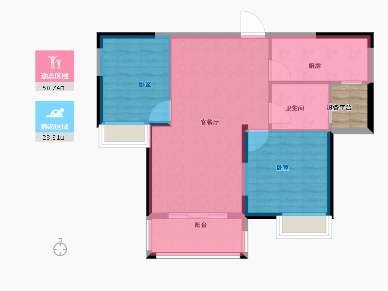 江苏省-泰州市-茂业天地-70.00-户型库-动静分区