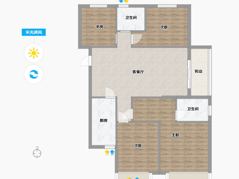 江苏省-连云港市-金辉优步花园-104.79-户型库-采光通风