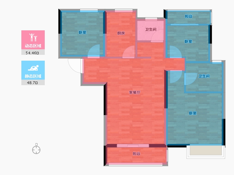 江苏省-南通市-雨润星雨华府-93.00-户型库-动静分区