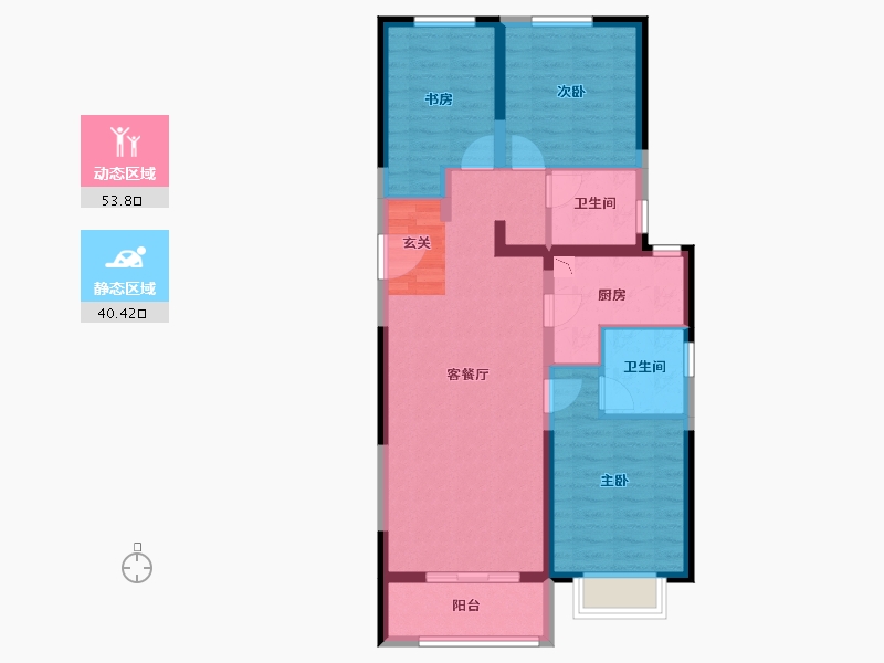 陕西省-宝鸡市-宝鸡富力湾-83.94-户型库-动静分区