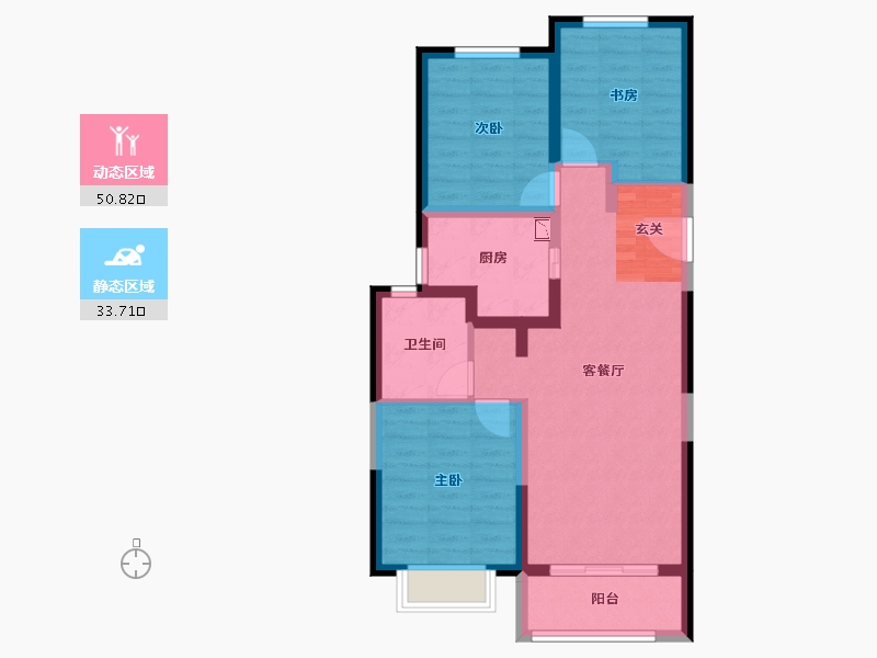 陕西省-宝鸡市-宝鸡富力湾-74.86-户型库-动静分区