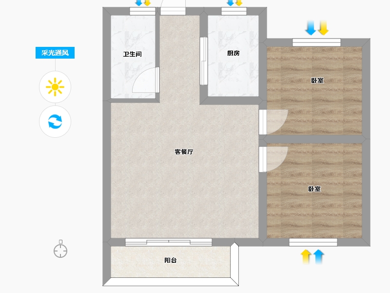 陕西省-西安市-东望冠誉-52.00-户型库-采光通风