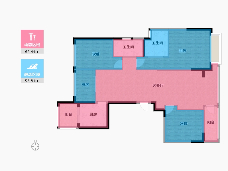 浙江省-宁波市-绿城長汀雲庐-104.23-户型库-动静分区