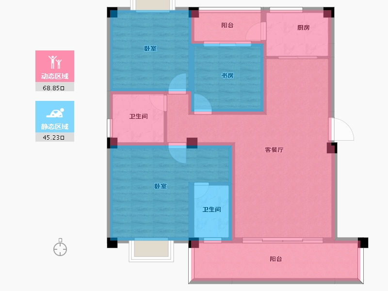 陕西省-汉中市-庆华茶乡水城-101.48-户型库-动静分区