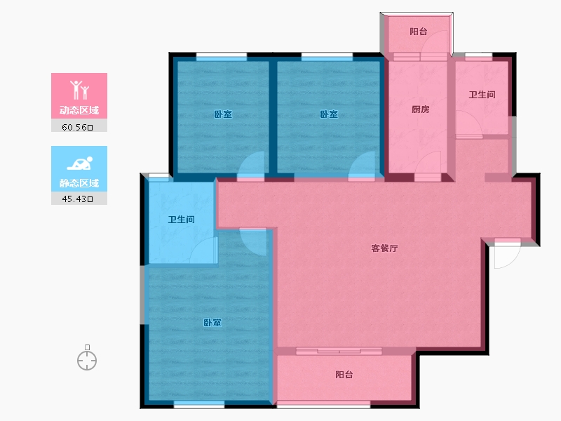 陕西省-西安市-三迪枫丹-94.47-户型库-动静分区