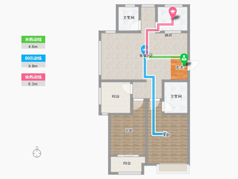 江苏省-常州市-泰富时代广场住宅-124.00-户型库-动静线