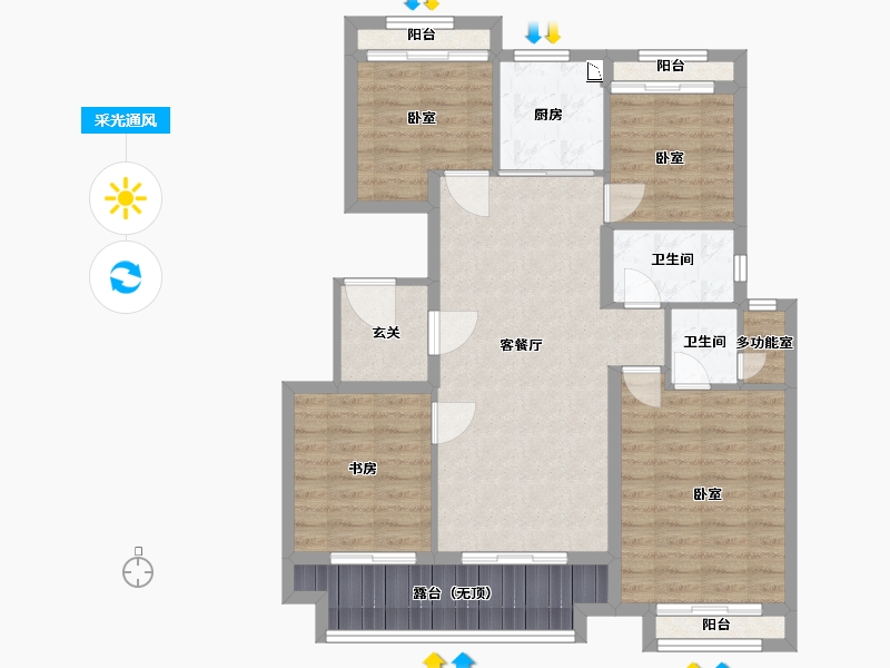 江苏省-苏州市-悦四季华庭-96.00-户型库-采光通风