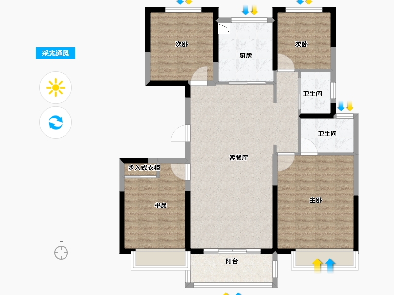 江苏省-徐州市-中梁阳光城钟吾首府-109.00-户型库-采光通风