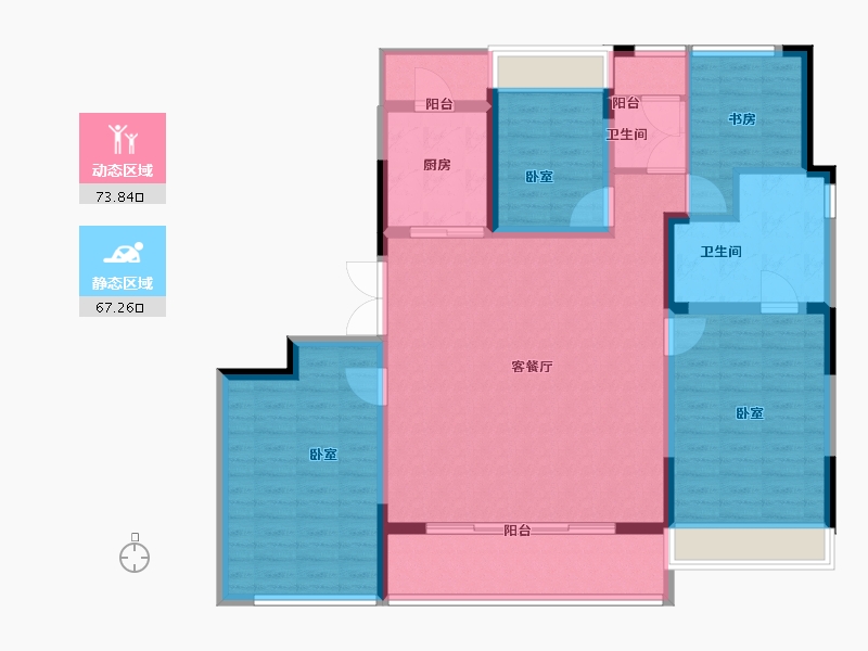 江苏省-苏州市-绿城招商·柳岸晓风-128.00-户型库-动静分区