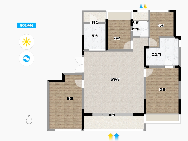 江苏省-苏州市-绿城招商·柳岸晓风-128.00-户型库-采光通风