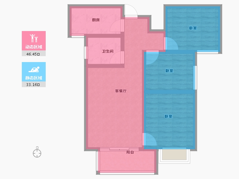 陕西省-西安市-三迪枫丹-70.00-户型库-动静分区