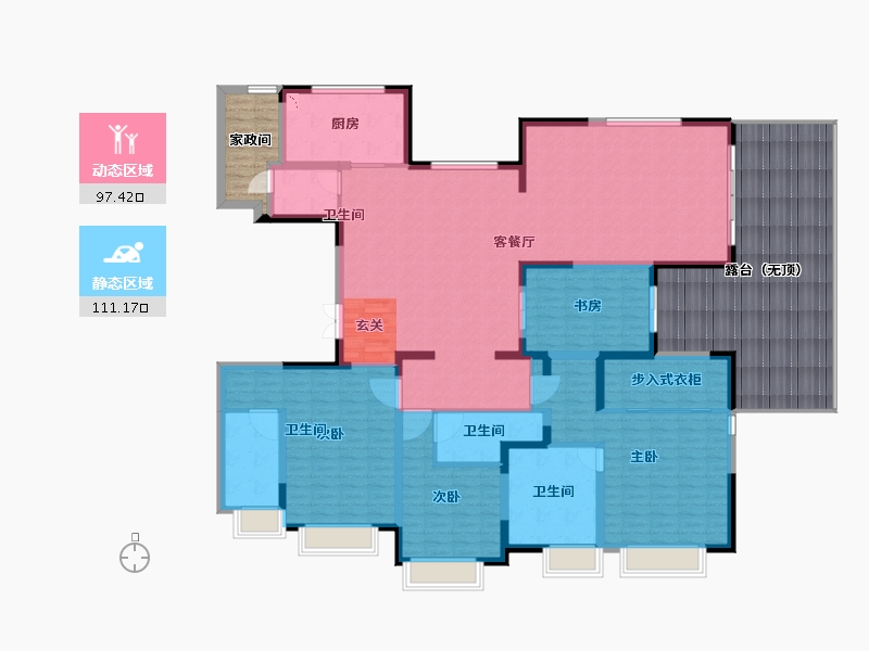 陕西省-宝鸡市-石鼓·观山堂-236.00-户型库-动静分区