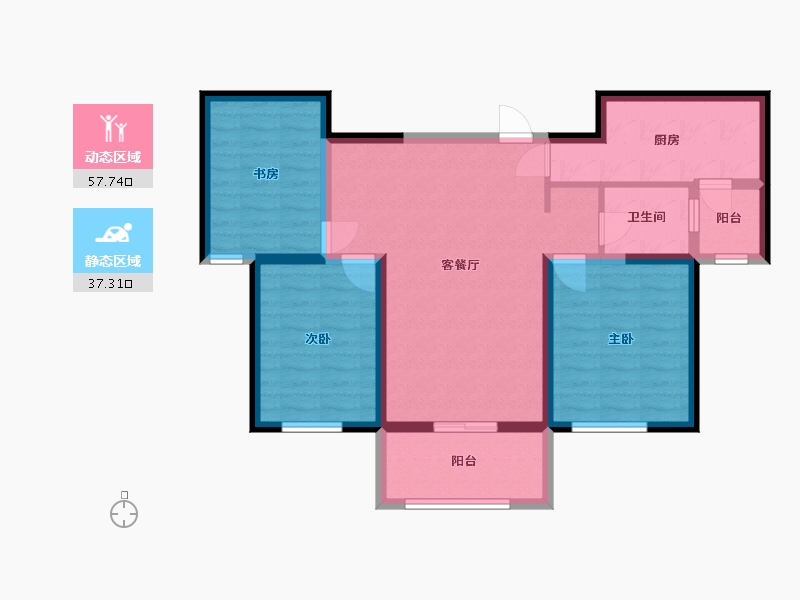 青海省-西宁市-中国铁建梧桐苑-84.36-户型库-动静分区