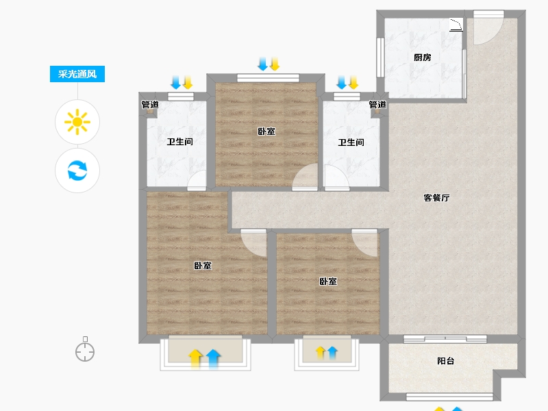 江苏省-徐州市-中海熙岸华府-94.00-户型库-采光通风