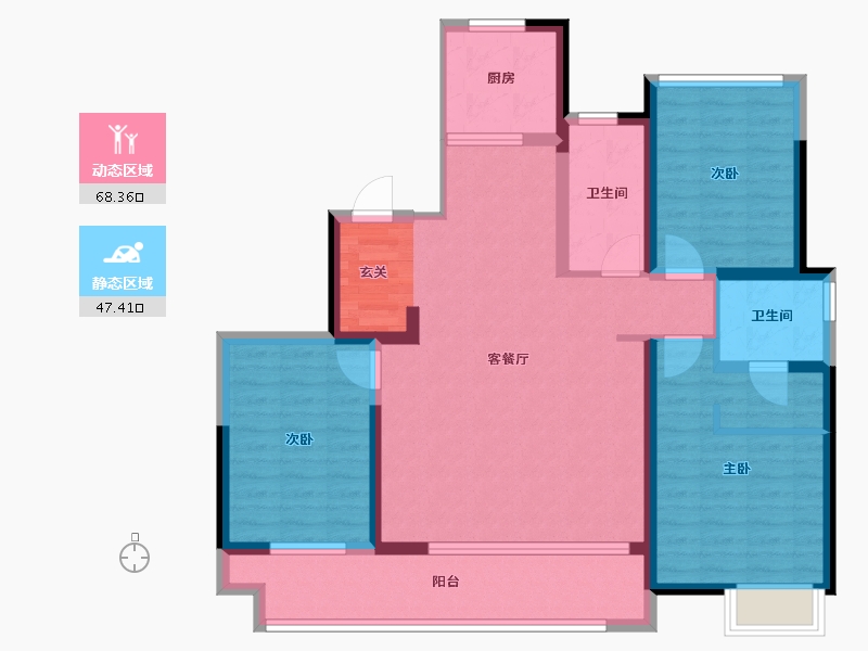 江苏省-苏州市-张家港中旅名门府-103.77-户型库-动静分区