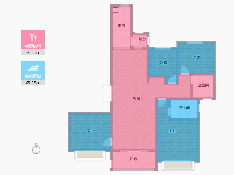 陕西省-安康市-恒大未来城-128.71-户型库-动静分区