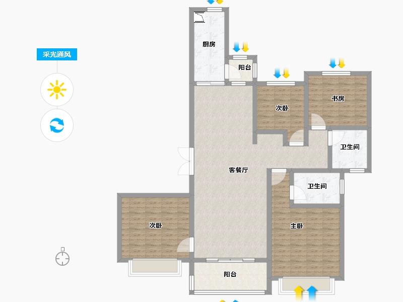 陕西省-安康市-恒大未来城-128.71-户型库-采光通风