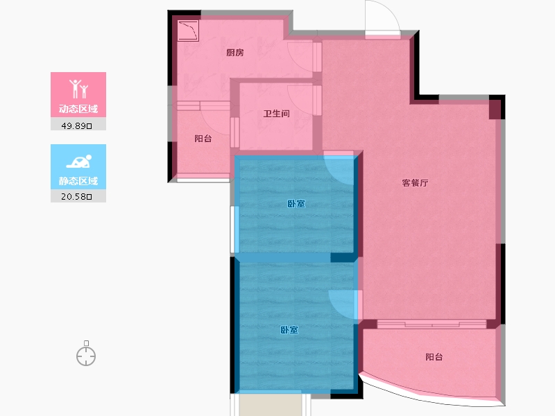 江苏省-南京市-碧桂园城市花园-61.99-户型库-动静分区