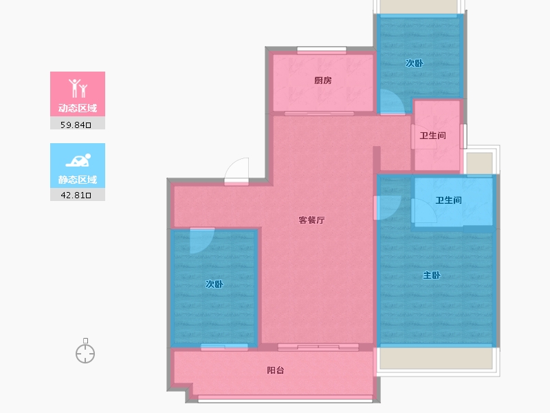 江苏省-徐州市-碧桂园·花溪源著-92.00-户型库-动静分区