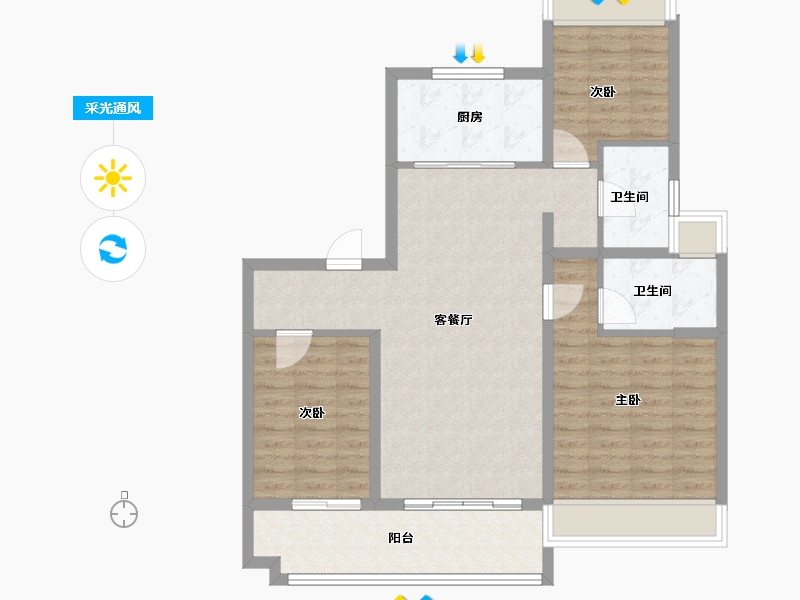 江苏省-徐州市-碧桂园·花溪源著-92.00-户型库-采光通风