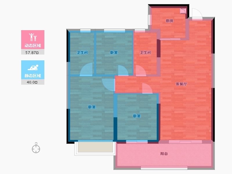 青海省-西宁市-红星·天铂-87.83-户型库-动静分区