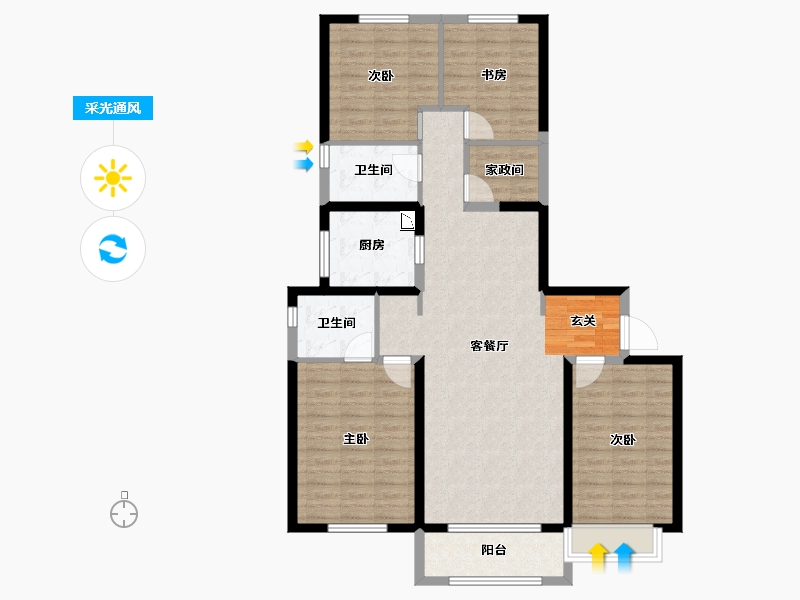 陕西省-宝鸡市-宝鸡富力湾-111.11-户型库-采光通风