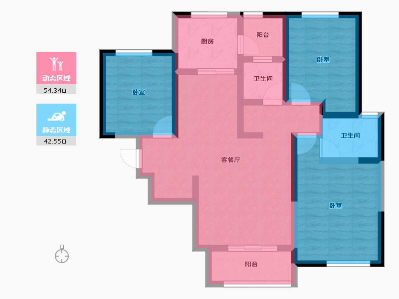 陕西省-西安市-三迪枫丹-84.87-户型库-动静分区