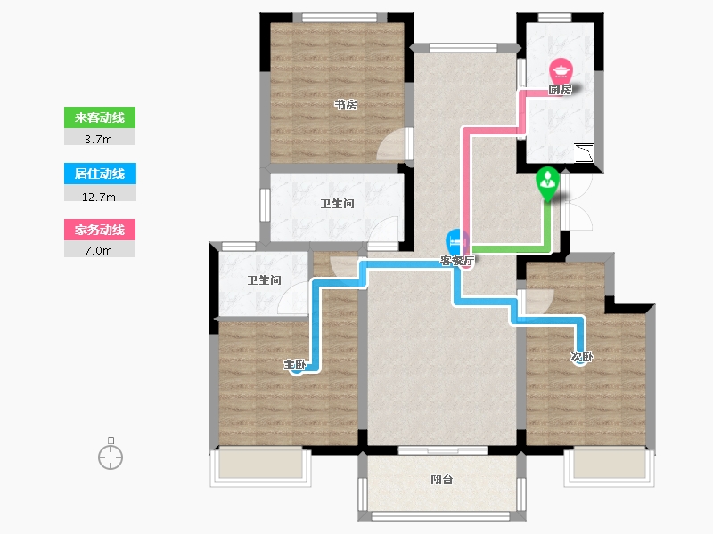 江苏省-徐州市-国信上城学府-105.00-户型库-动静线