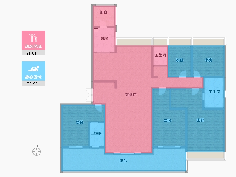 江苏省-徐州市-碧桂园·花溪源著-207.99-户型库-动静分区