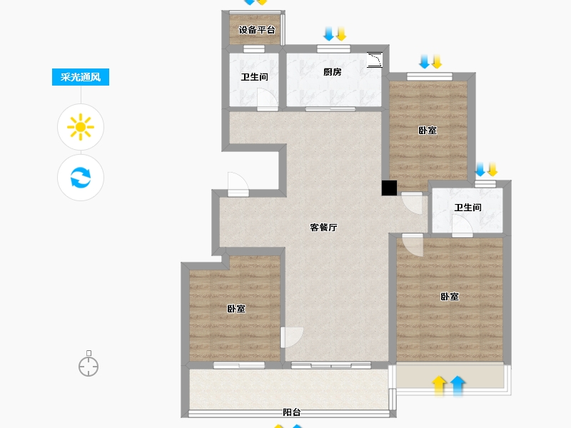 江苏省-苏州市-前山澜庭-88.00-户型库-采光通风