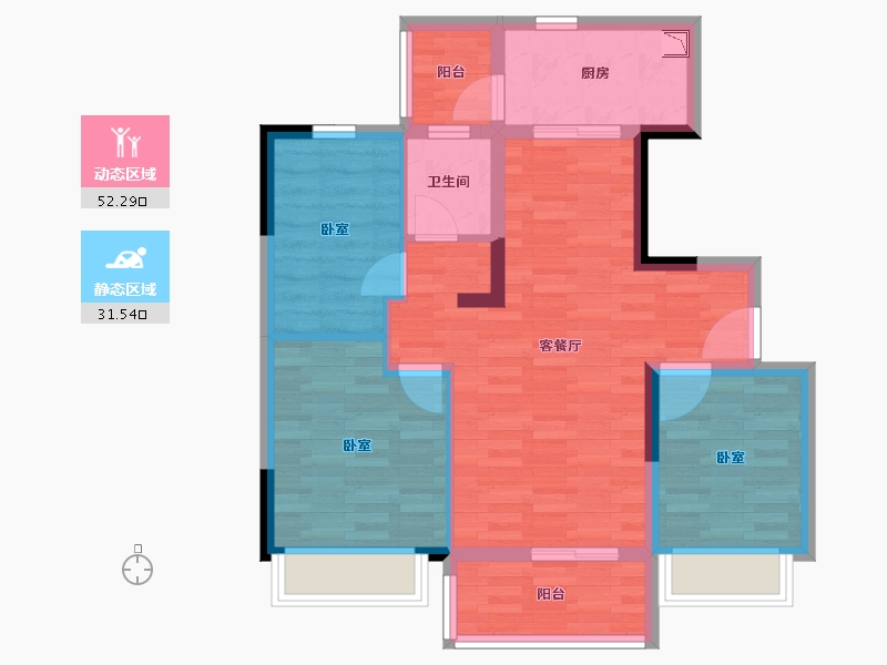 江苏省-南京市-碧桂园城市花园-74.20-户型库-动静分区