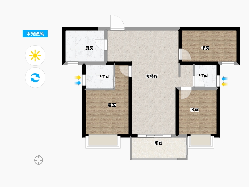 江苏省-盐城市-中昂玥府-91.00-户型库-采光通风