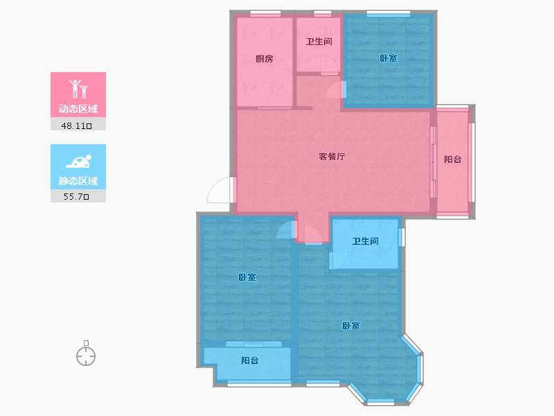 江苏省-盐城市-富方东方绿洲-92.99-户型库-动静分区