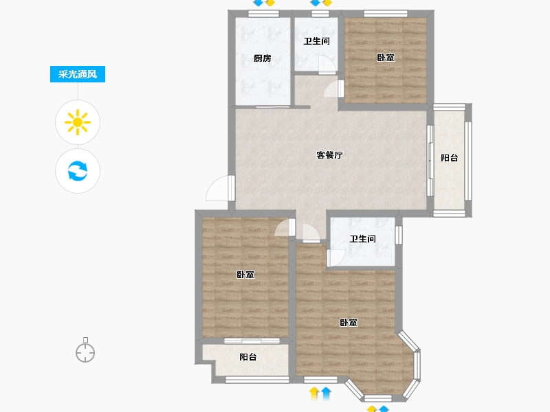 江苏省-盐城市-富方东方绿洲-92.99-户型库-采光通风