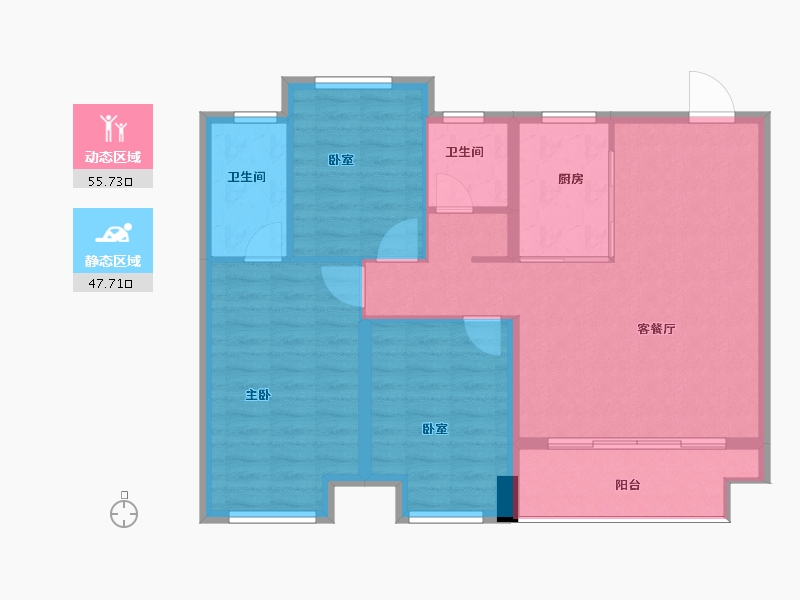 江苏省-扬州市-万科时代风华·澜庭-94.14-户型库-动静分区