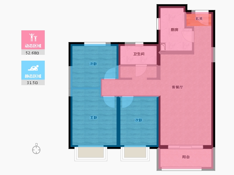 陕西省-宝鸡市-宝鸡富力湾-74.36-户型库-动静分区