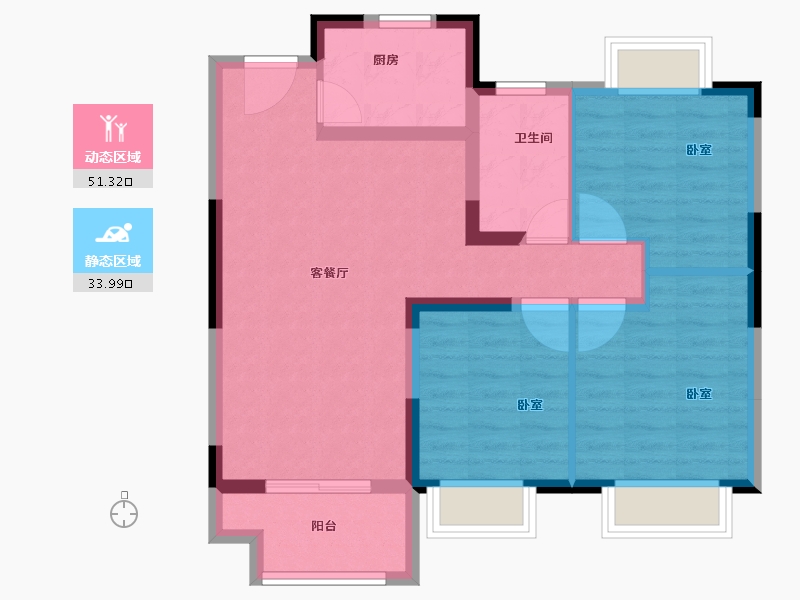 江苏省-扬州市-金辉·优步大道-76.23-户型库-动静分区