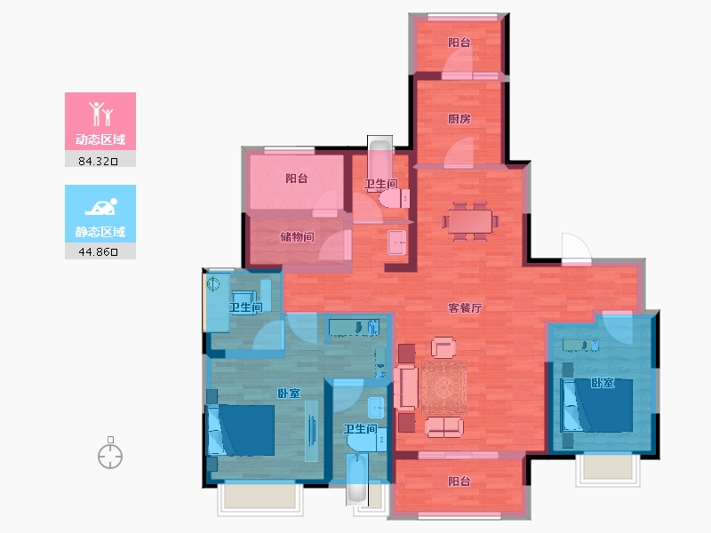 陕西省-西安市-朗基天香-114.00-户型库-动静分区