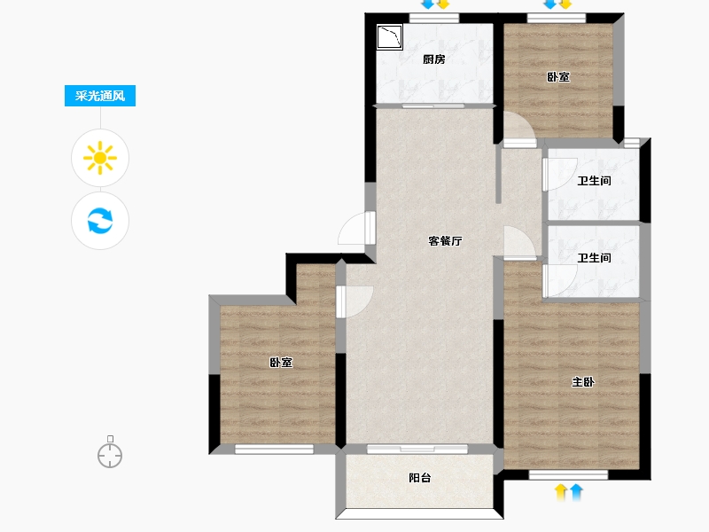 甘肃省-兰州市-兰州红星天铂-79.38-户型库-采光通风