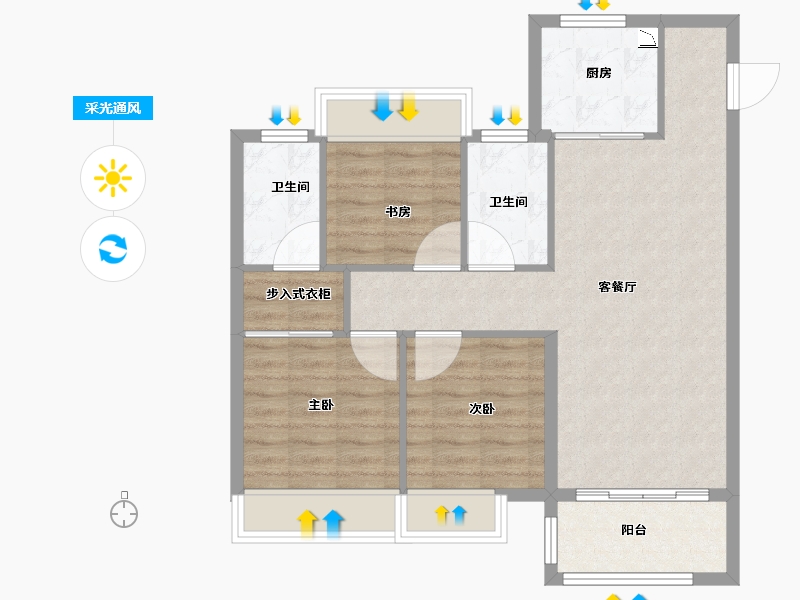 江苏省-徐州市-保利合景珑湾-79.00-户型库-采光通风