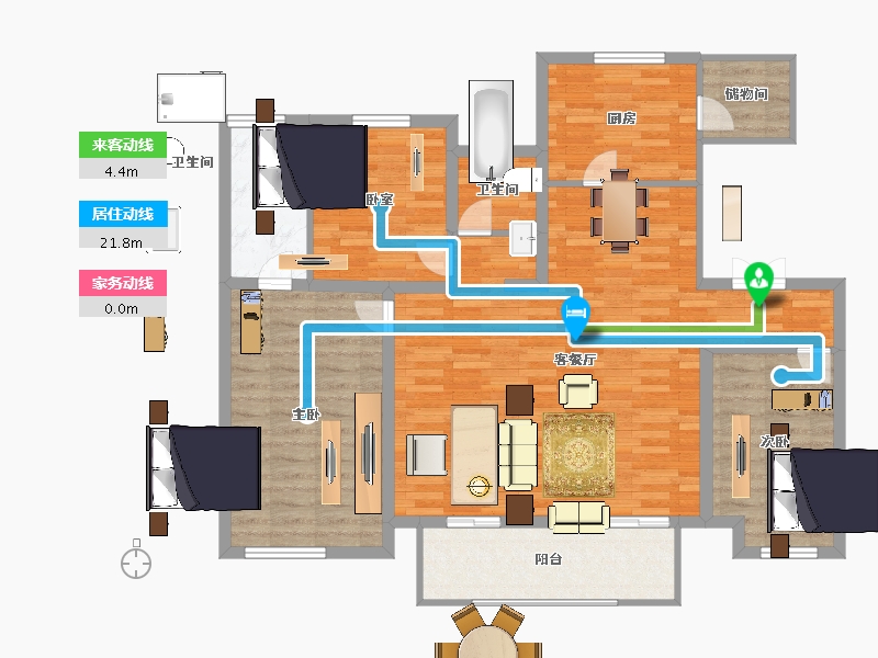 江苏省-扬州市-万科翡翠西岸-114.00-户型库-动静线