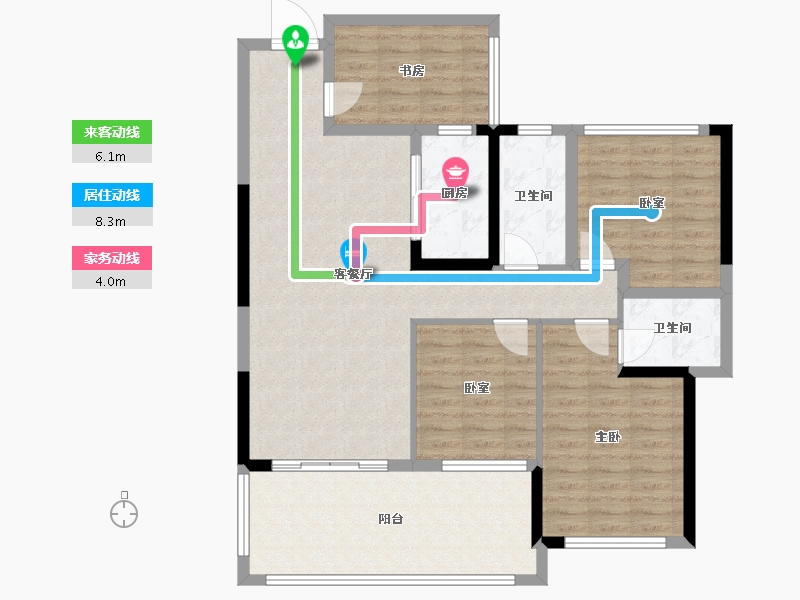 广西壮族自治区-玉林市-万昌东方韵-108.76-户型库-动静线