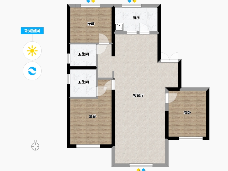 青海省-西宁市-红星天阙-92.15-户型库-采光通风