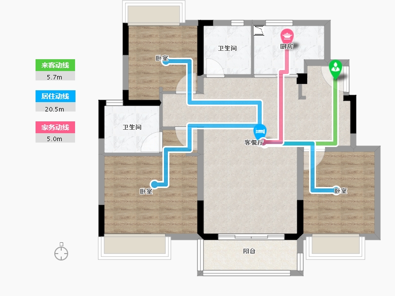 江苏省-苏州市-水月源岸花园-92.00-户型库-动静线