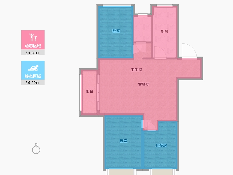 江苏省-徐州市-万科未来城-81.90-户型库-动静分区