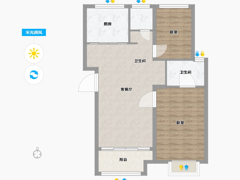 江苏省-徐州市-万科未来城-77.00-户型库-采光通风