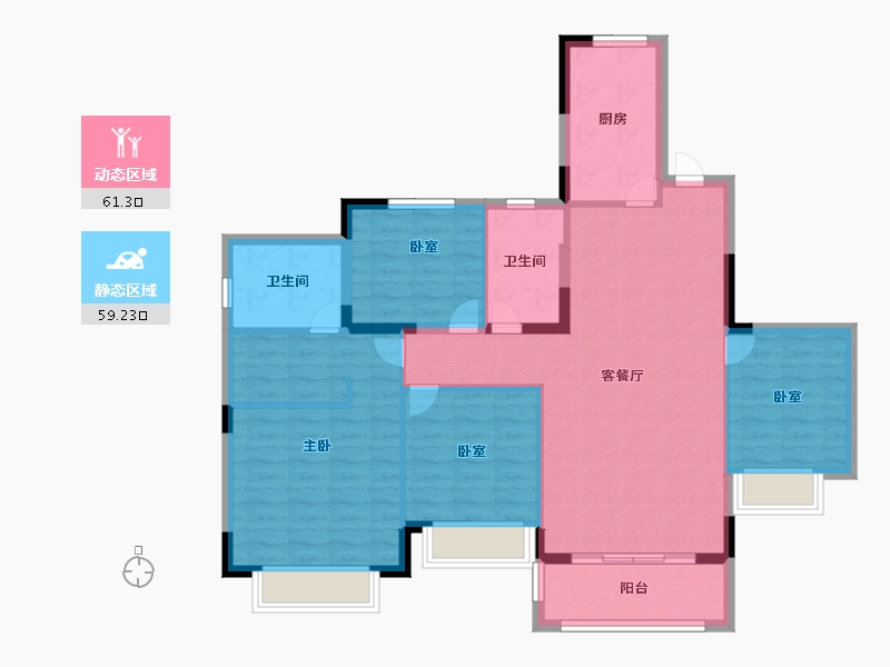 江苏省-苏州市-苏州恒大珺睿庭-108.90-户型库-动静分区