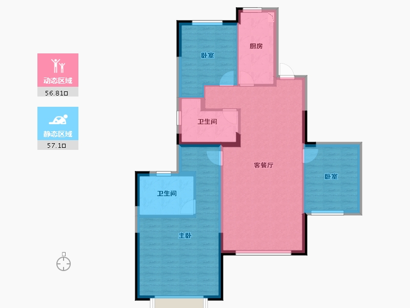 江苏省-苏州市-苏州恒大珺睿庭-102.89-户型库-动静分区