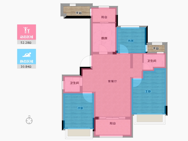 江苏省-苏州市-融创·霅溪桃源-77.00-户型库-动静分区